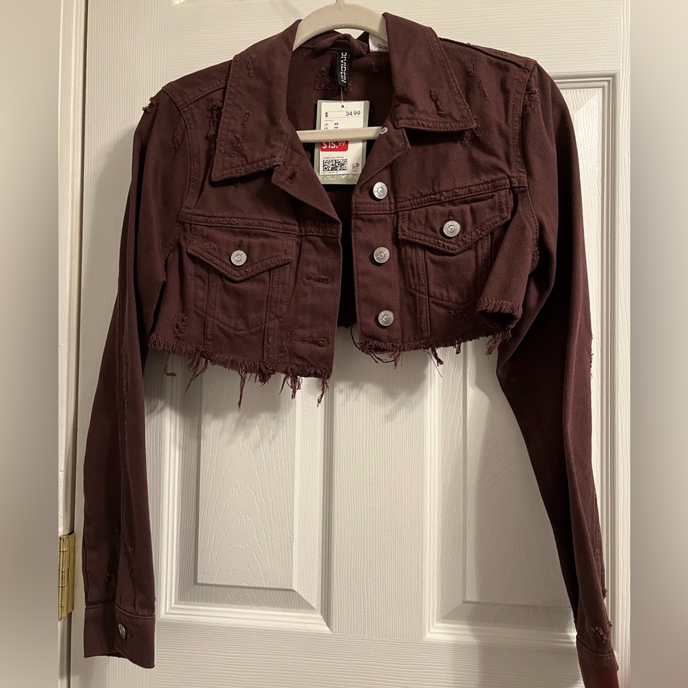 H&M Cropped Distressed Jean Jacket
